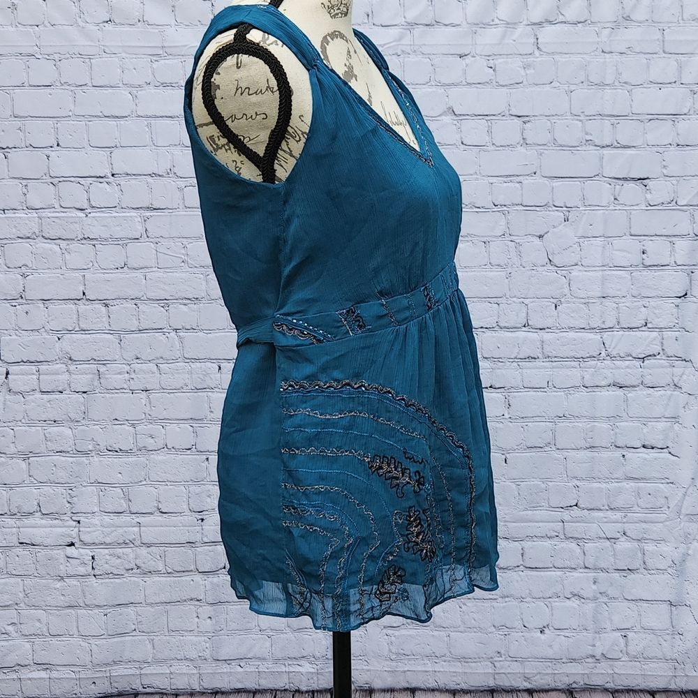Motherhood Maternity sleeveles embellished blouse teal Small‎ - Picture 5 of 8